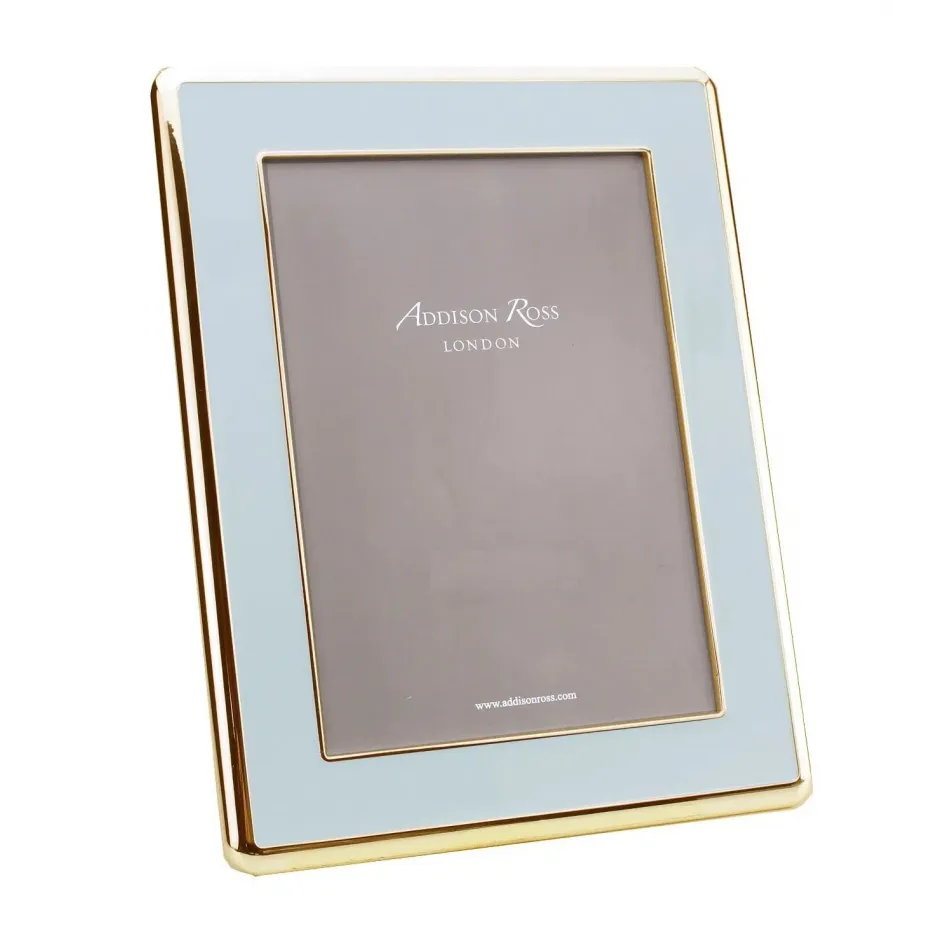 Gold & Powder Blue Wide Curved Enamel Picture Frame 4 x 6 in