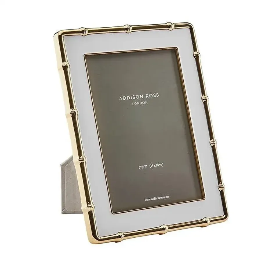 Bamboo White & Gold Enamel Photo Frame 5 x 7 in