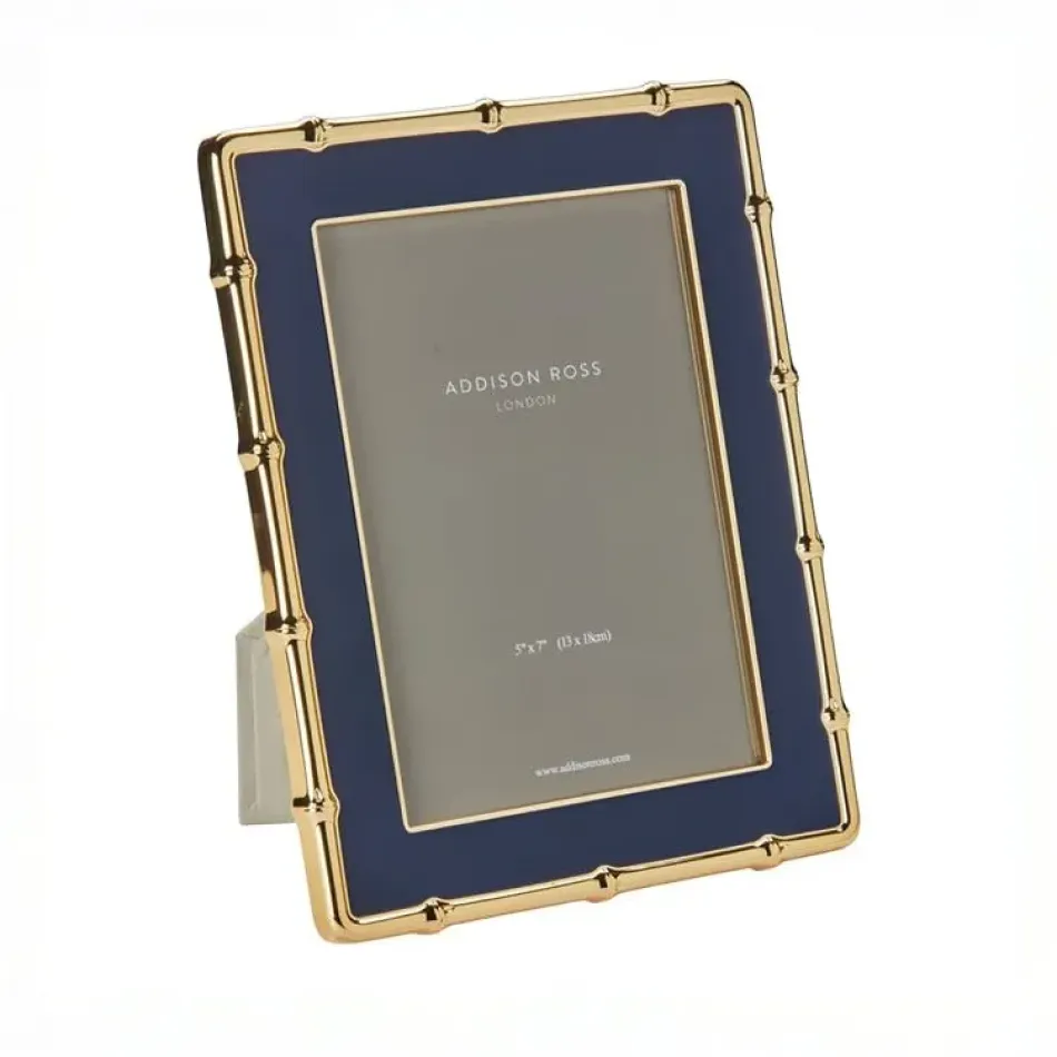 Bamboo Navy & Gold Enamel Photo Frame 5 x 7 in