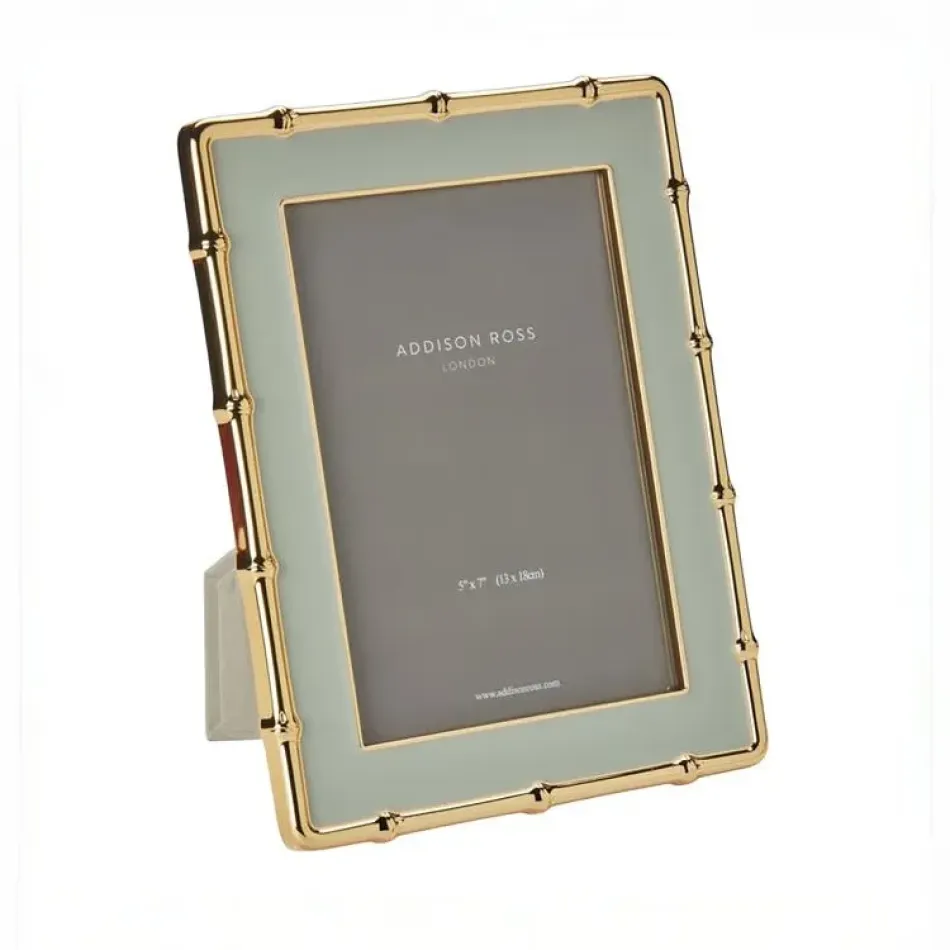 Bamboo Sage & Gold Enamel Photo Frame 5 x 7 in