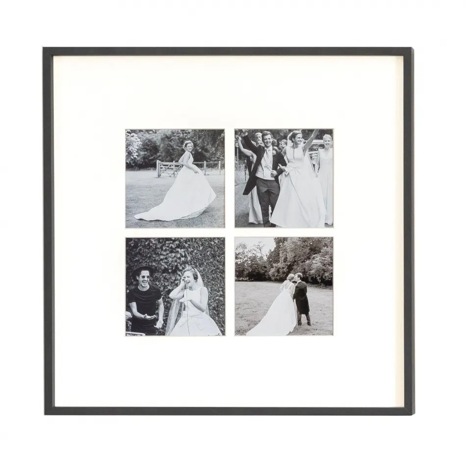 5 x 5 in Four Aperture Black on Metal Picture Frame