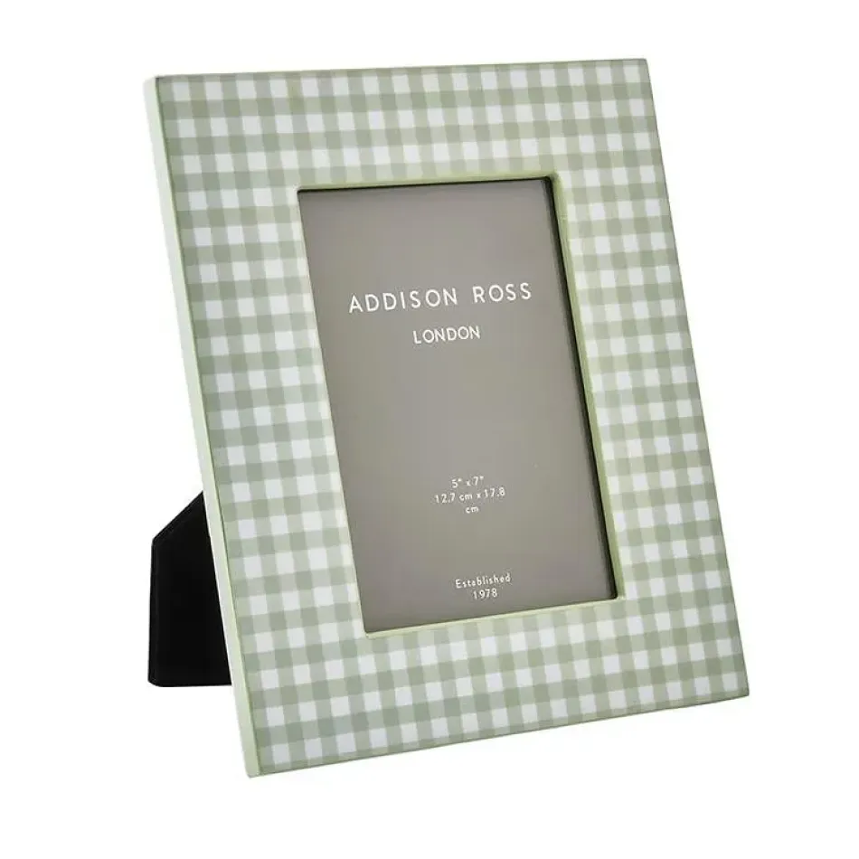 Gingham Sage Lacquer Photo Frame 5x7