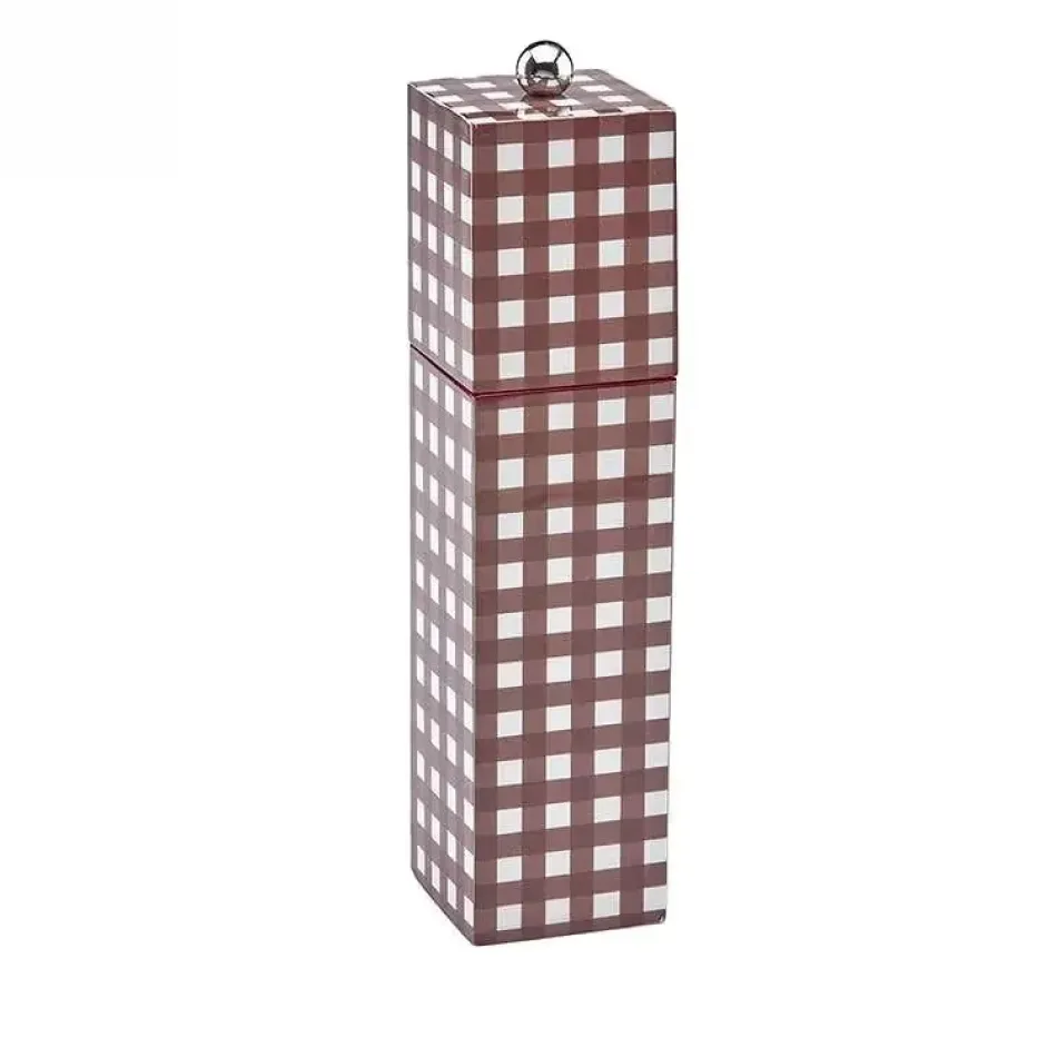 Gingham Cherry Square Pillar Salt or Pepper Mill