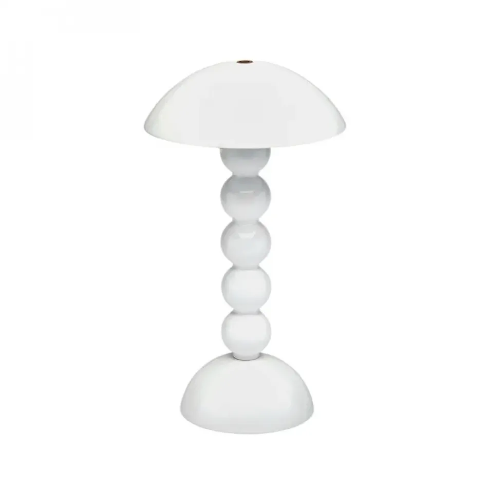 Bobbin White Lacquer Rechargeable LED Lamp 30cm