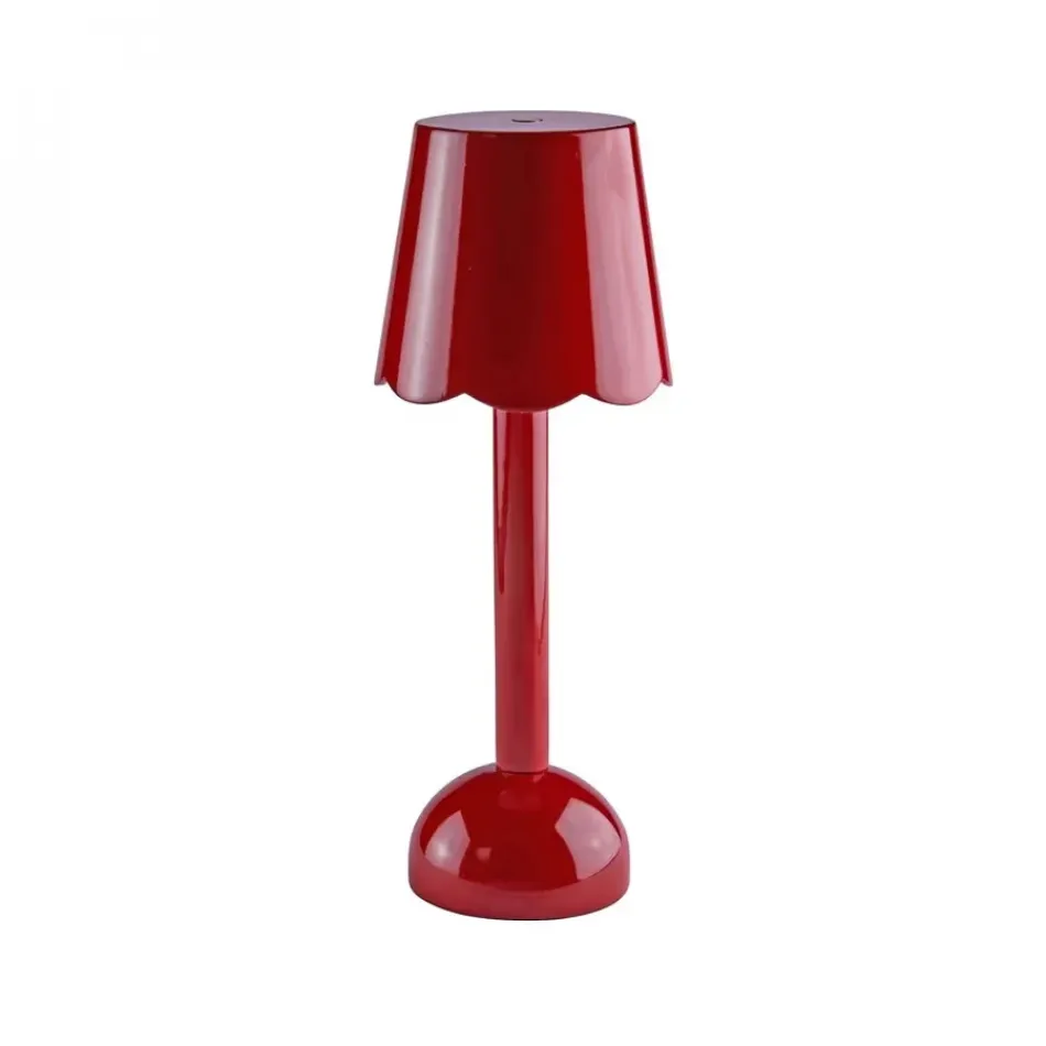 Scallop Burgundy Rechargeable LED Lamp 28cm