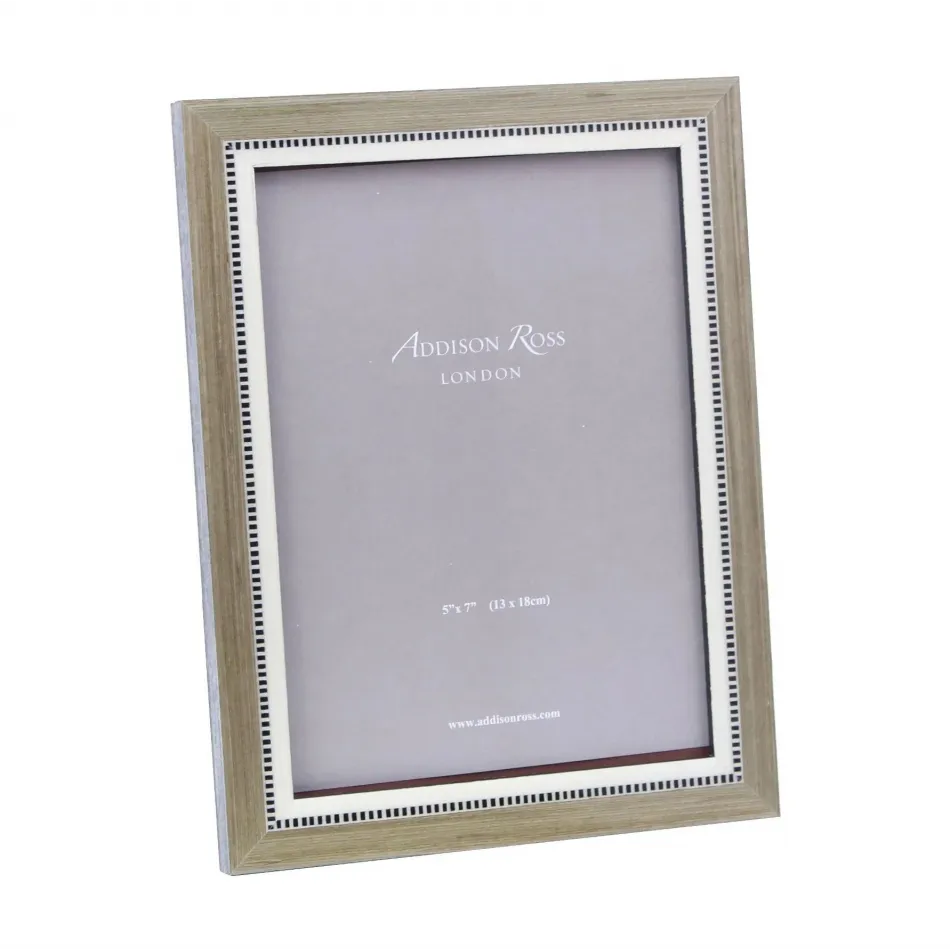 Marquetry Grey Wood Veneer & Mother of Pearl Picture Frame 8 x 10 in