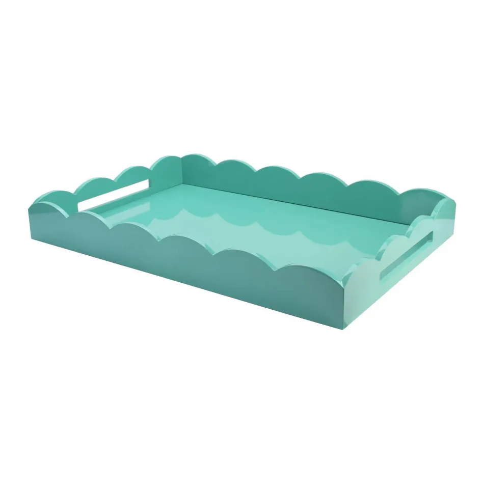 26 x 17 in Large Scalloped Tray Turquoise