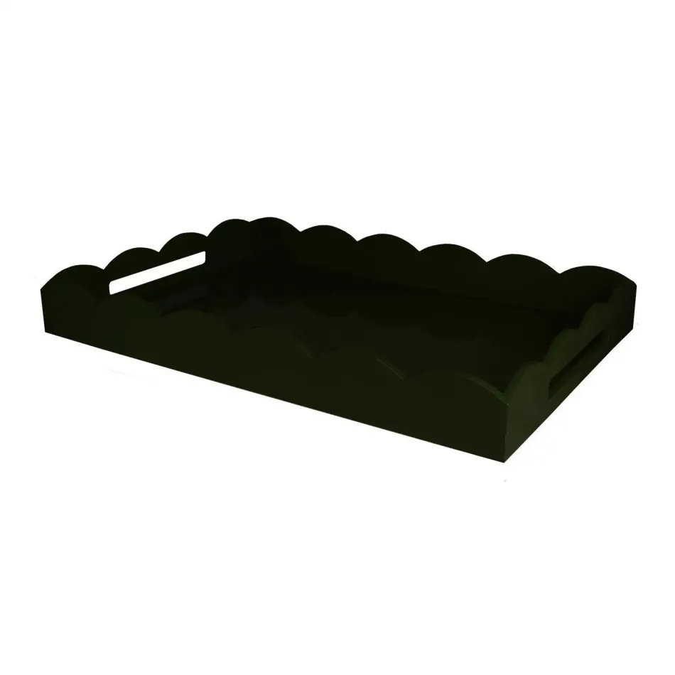 26 x 17 in Large Scalloped Tray Black