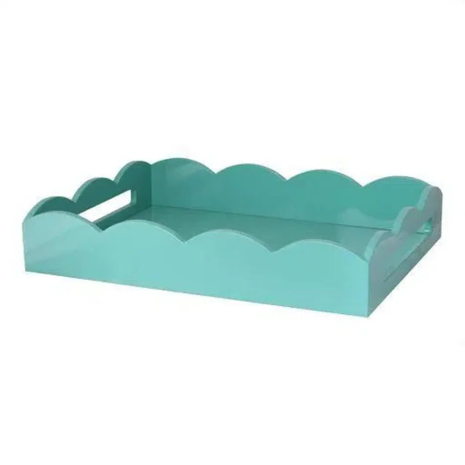 17 x 13 in Medium Scalloped Tray Turquoise