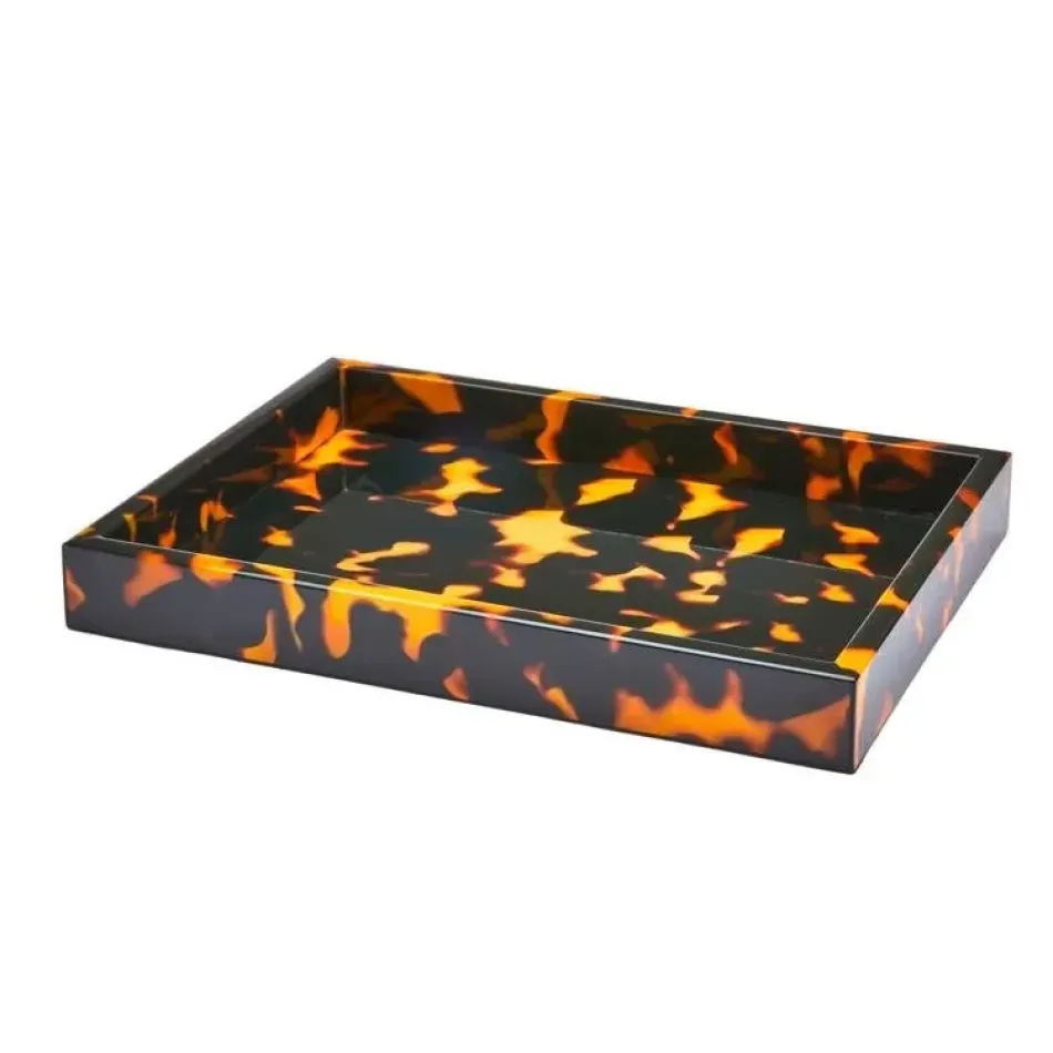 Lacquered Faux Tortoiseshell Serving Tray Small