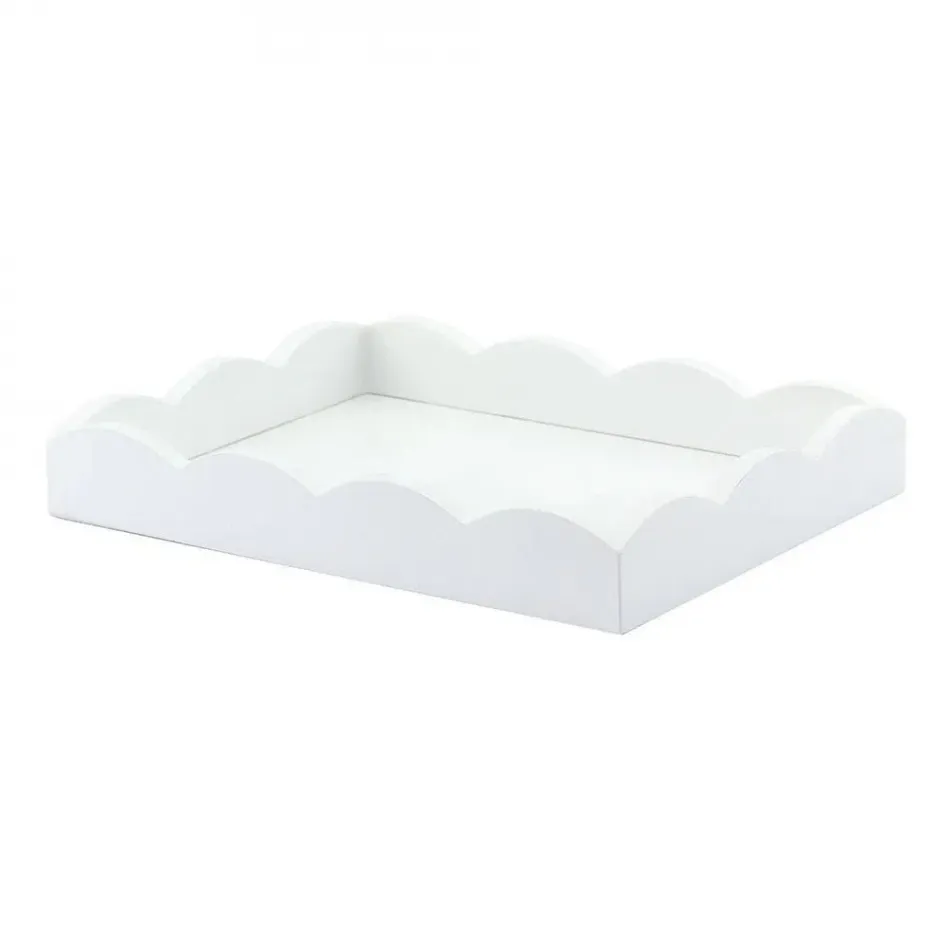 11 x 8 in Small Scalloped Tray White