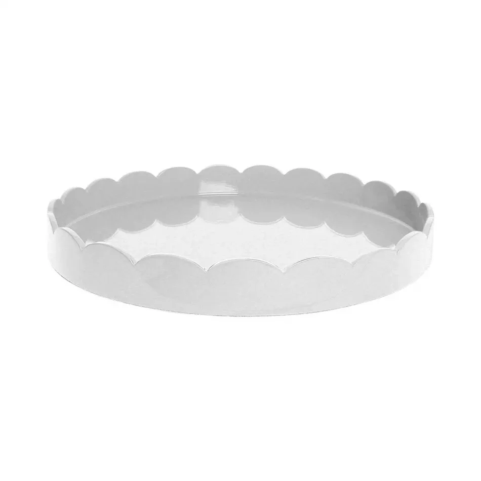 16 x 16 in Medium Square Scalloped Tray White