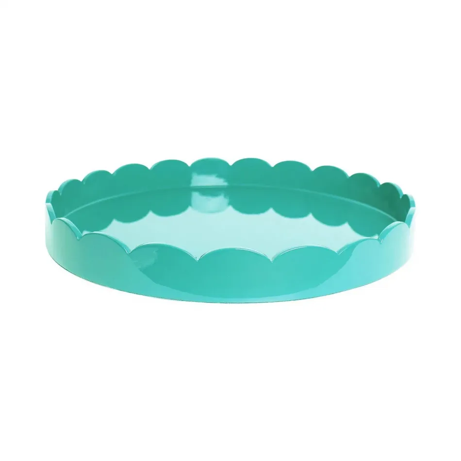 16 x 16 in Medium Square Scalloped Tray Turquoise