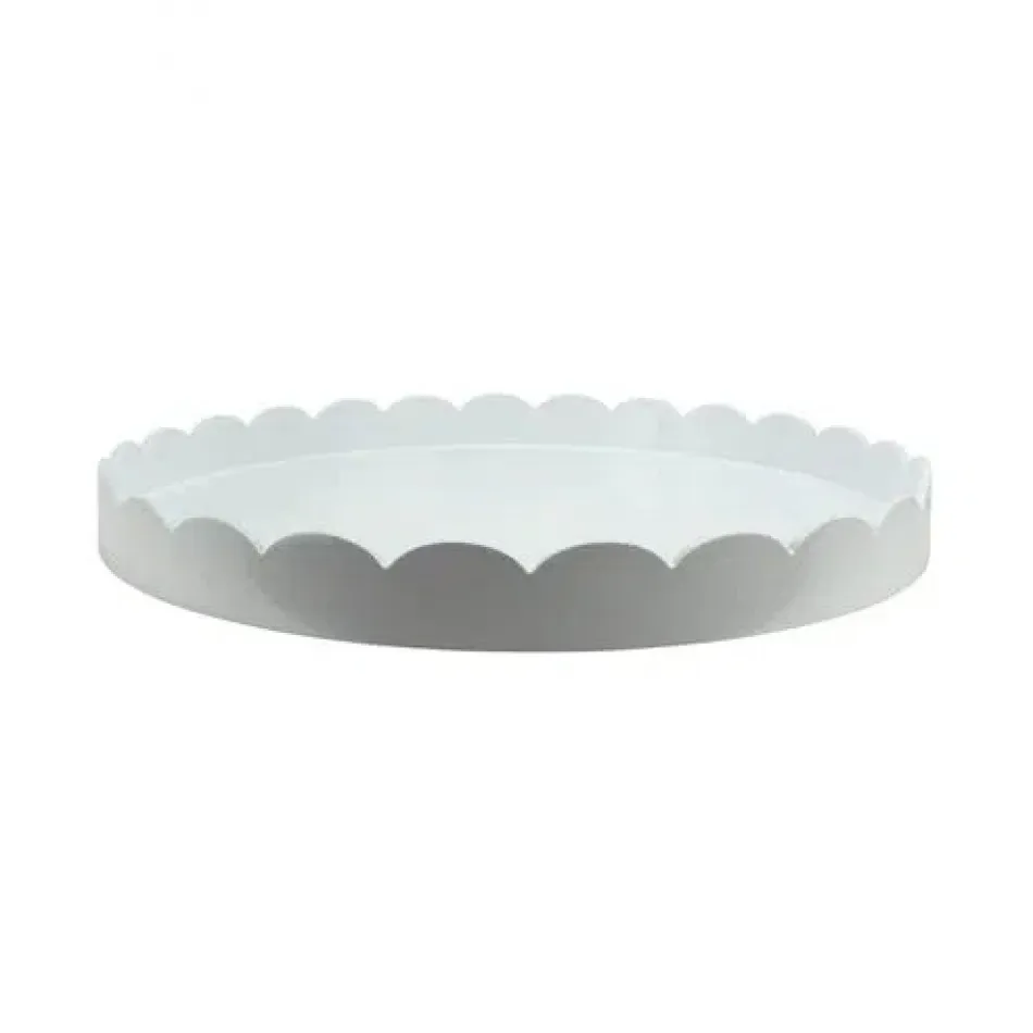 White Round Large Lacquered Scallop Tray