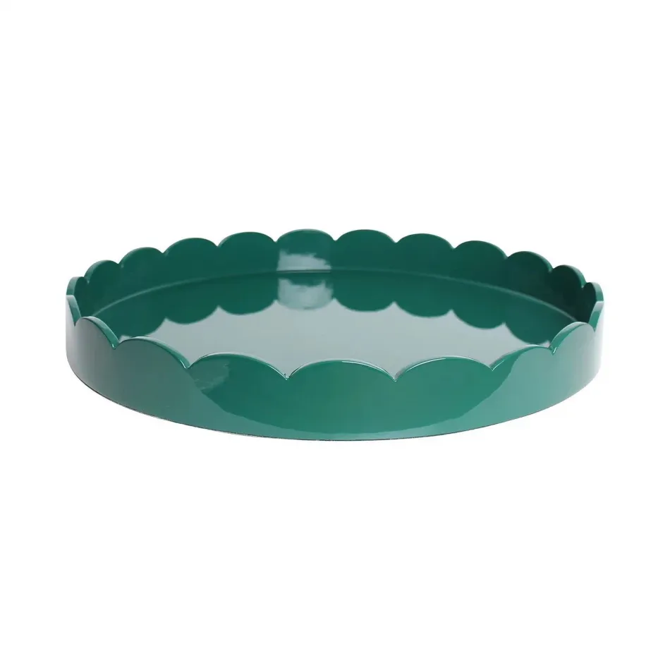 20 x 20 in Large Square Scalloped Tray Racing Green