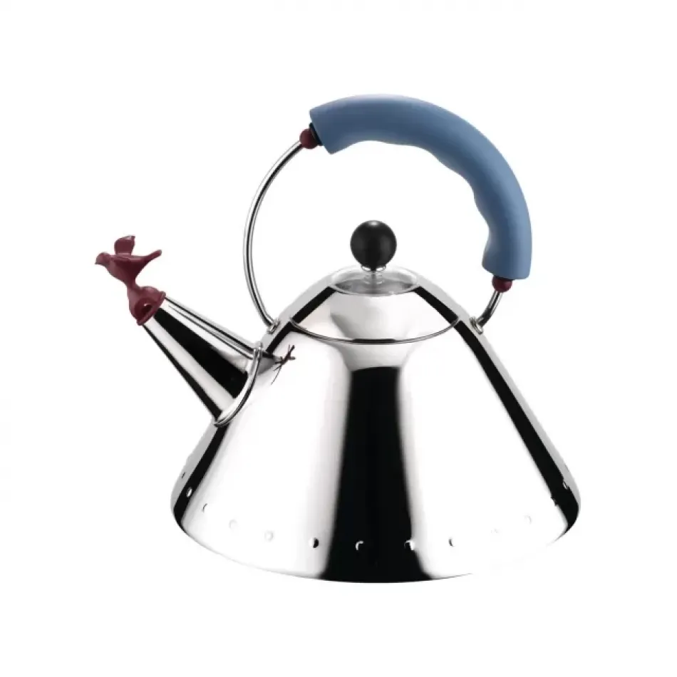 Michael Graves Stainless Steel Whistling Bird Kettle 68 oz Red/Light Blue