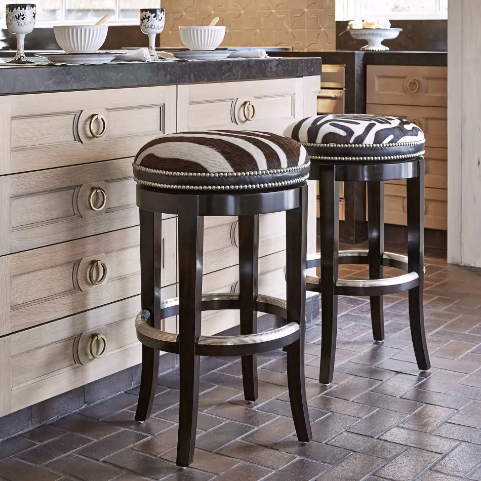 Zebrano Swivel Barstool Backless