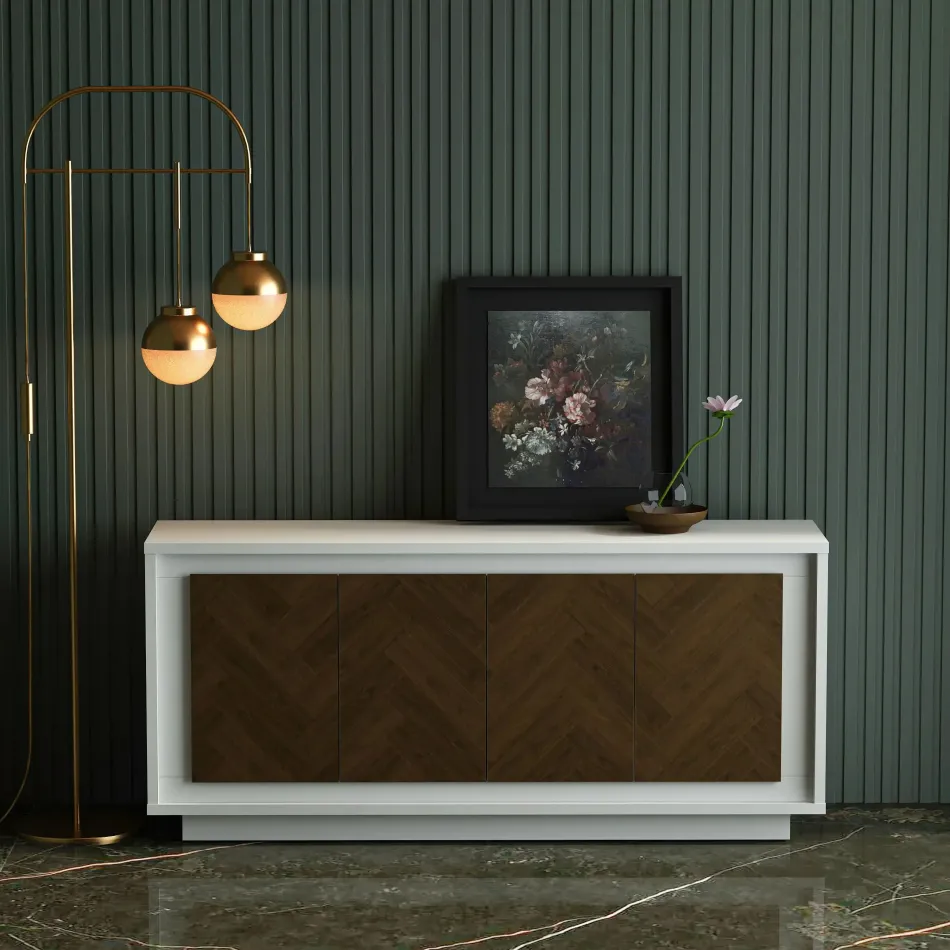 Paraggi Sideboard - White & Mahogany