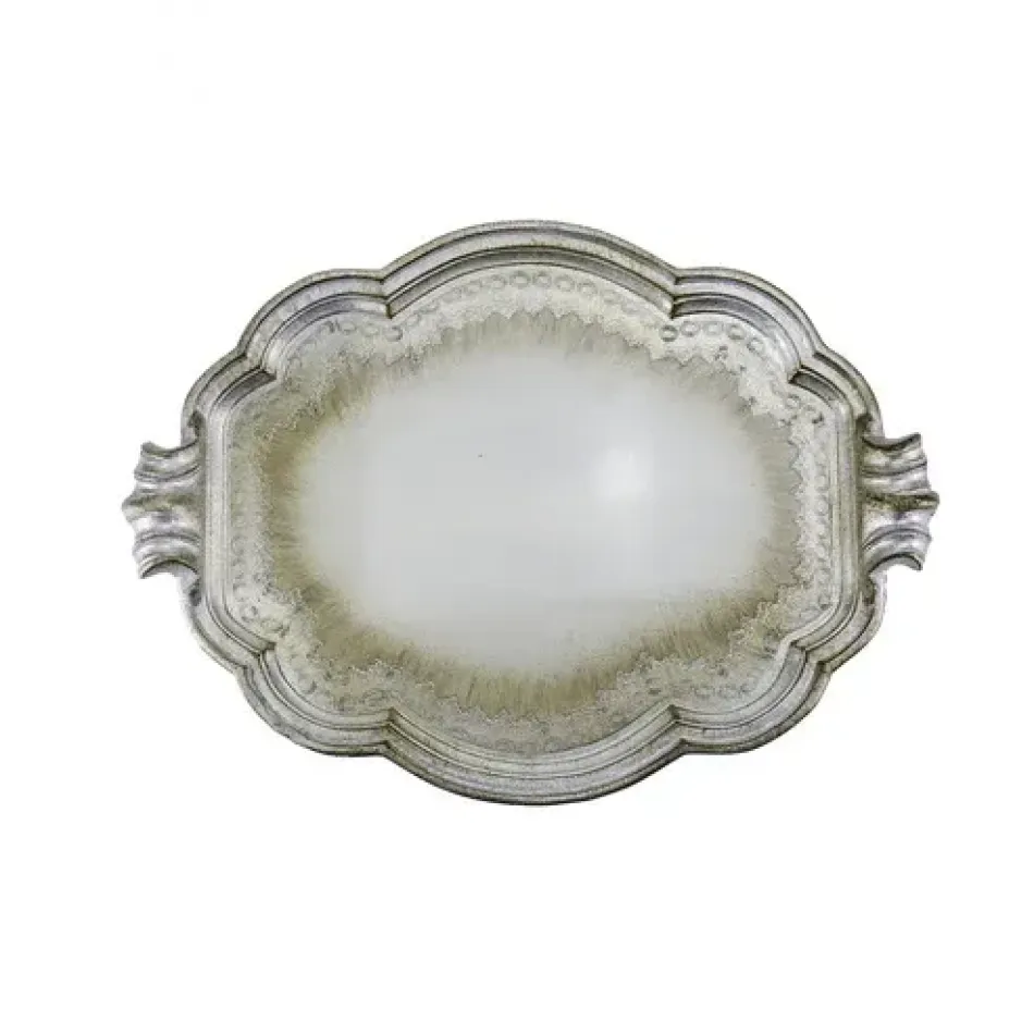 Florentino Antique Silver Wooden Tray Large