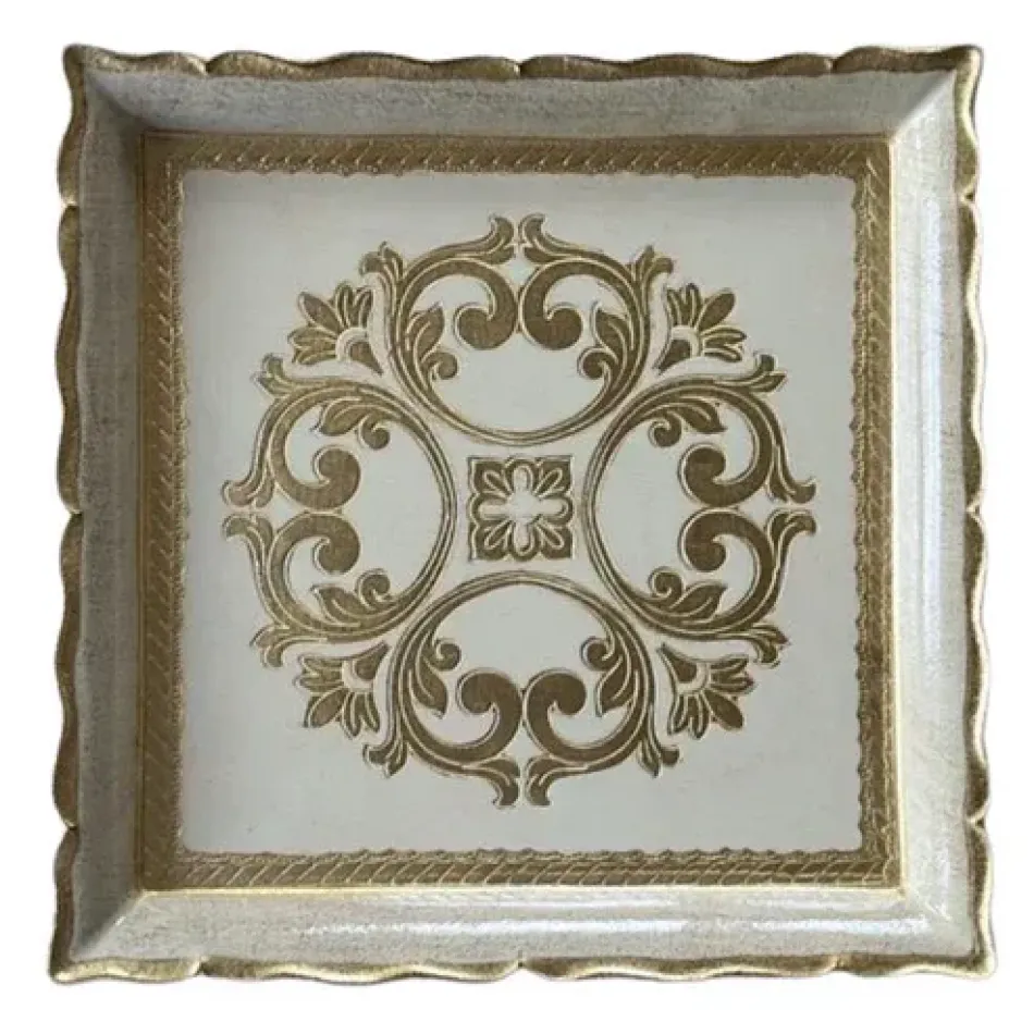 Florentino Baroque Taupe Wooden Square Tray
