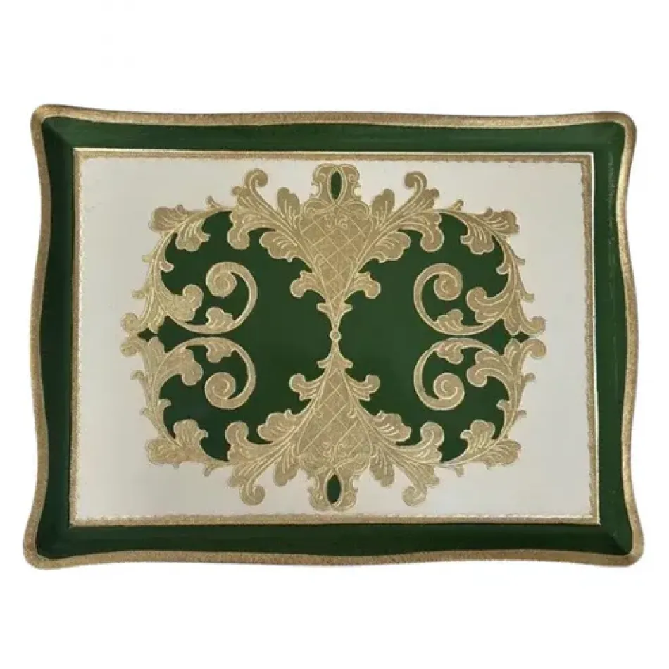Florentino Baroque Green Rectangular Tray