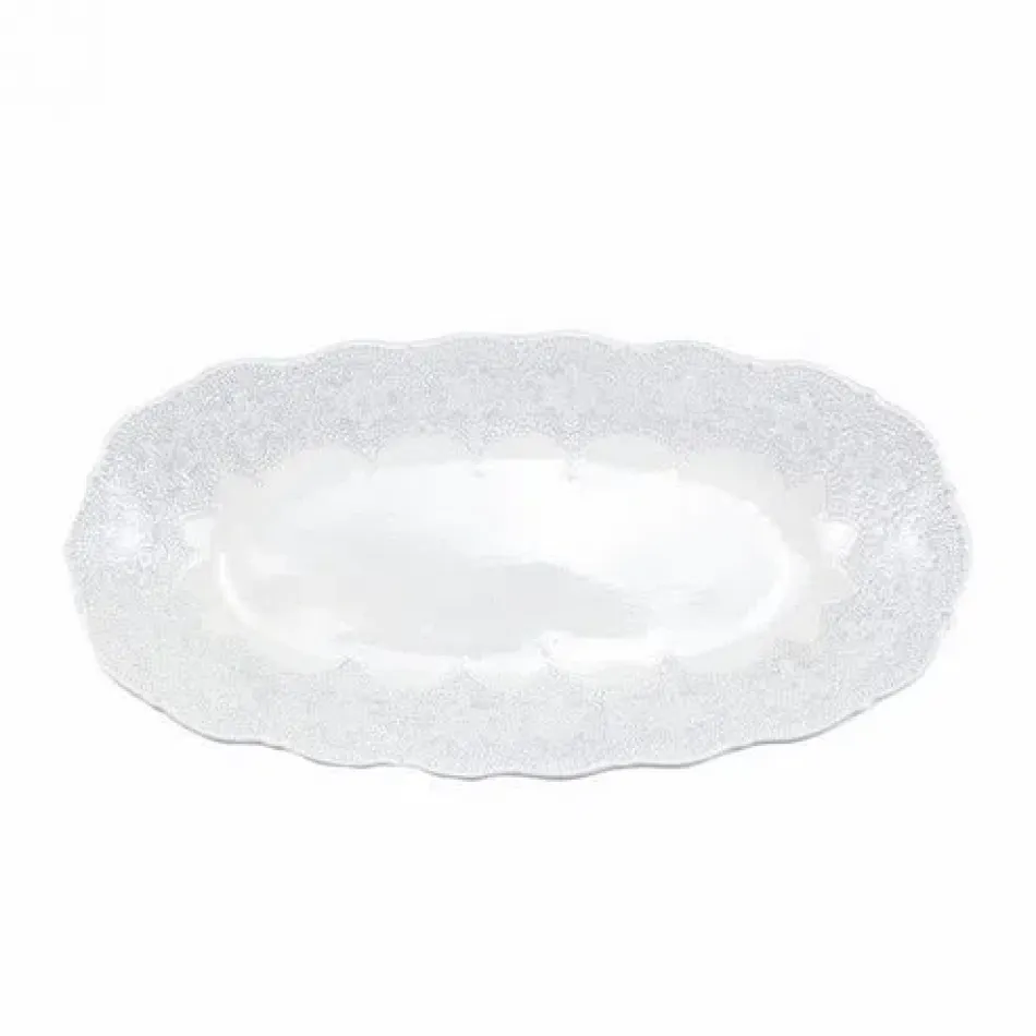 Merletto White Large Oval Bowl 16" L x 8" W