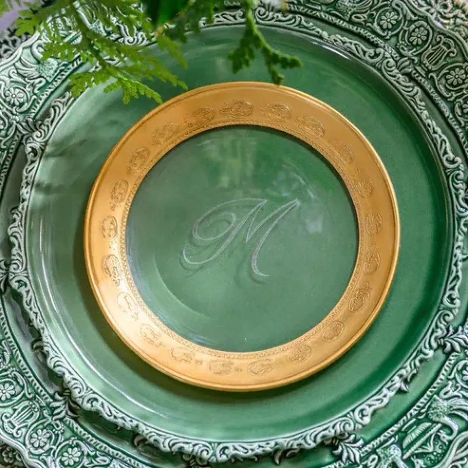 Vetro Gold Monogram Bread/Canape Plate M