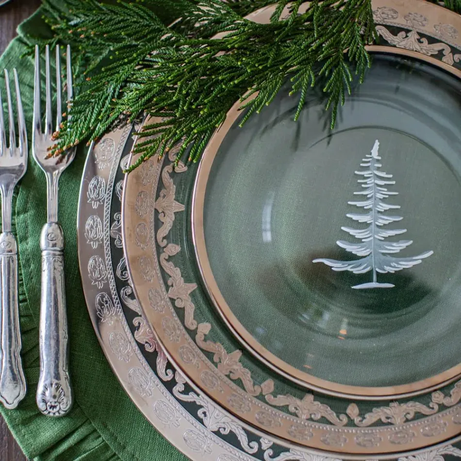 Vetro Platinum Etched Winter Tree Plate 8.25" D