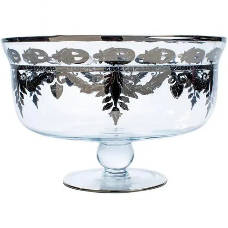 Vetro Platinum Large Footed Bowl 8" H x 12.25" D