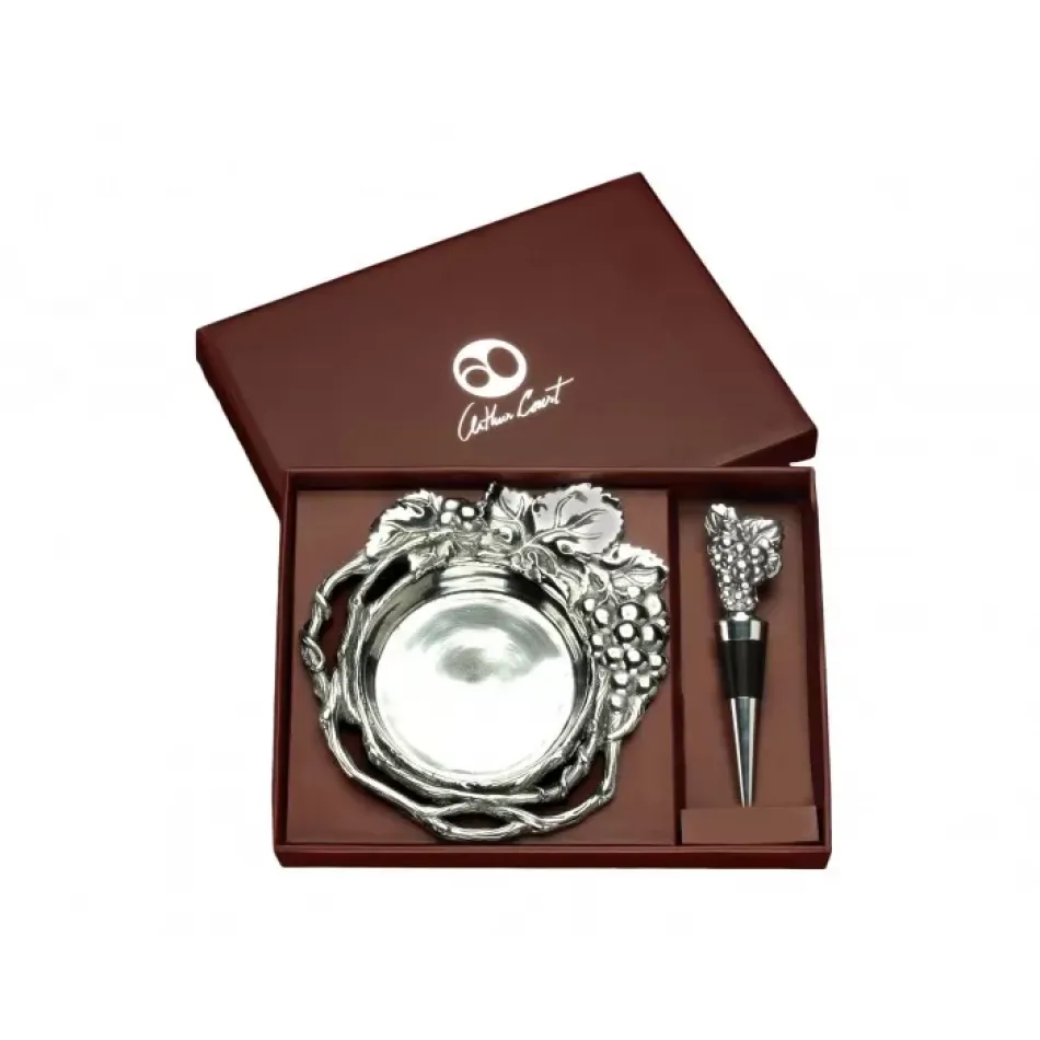 Grape Wine Coaster and Stopper Set