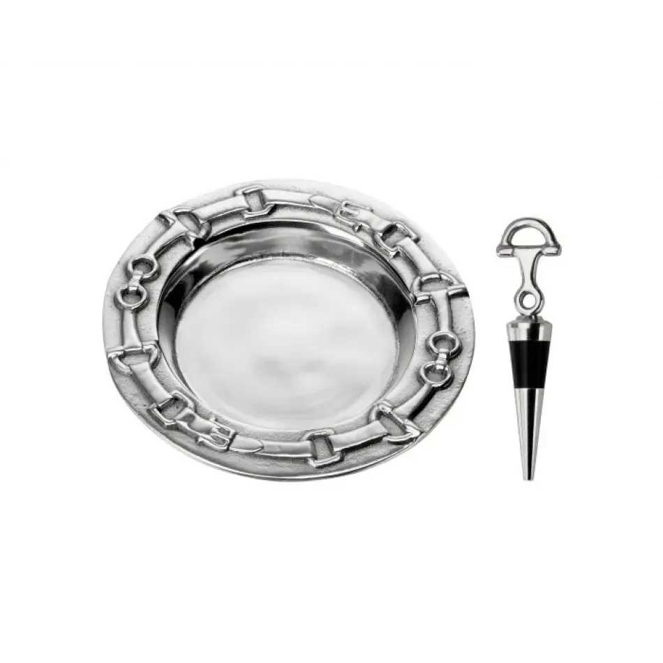 Equestrian Wine Coaster and Stopper Set