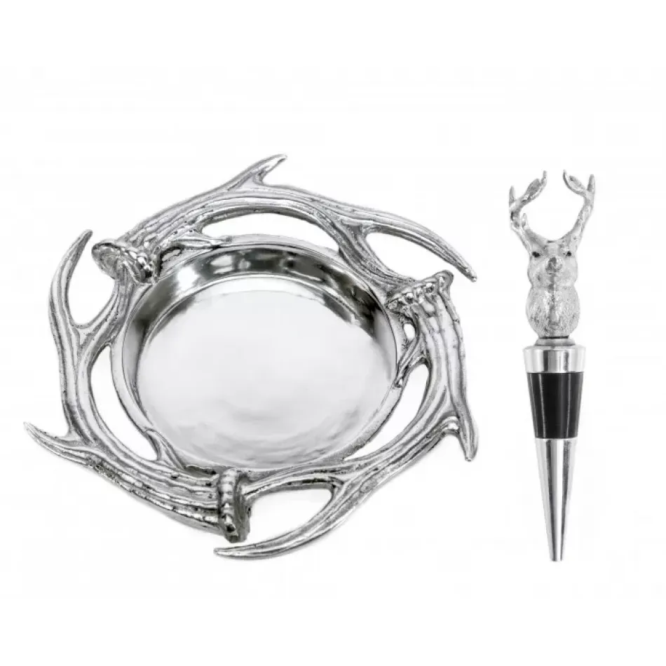 Antler Wine Coaster and Stopper Set