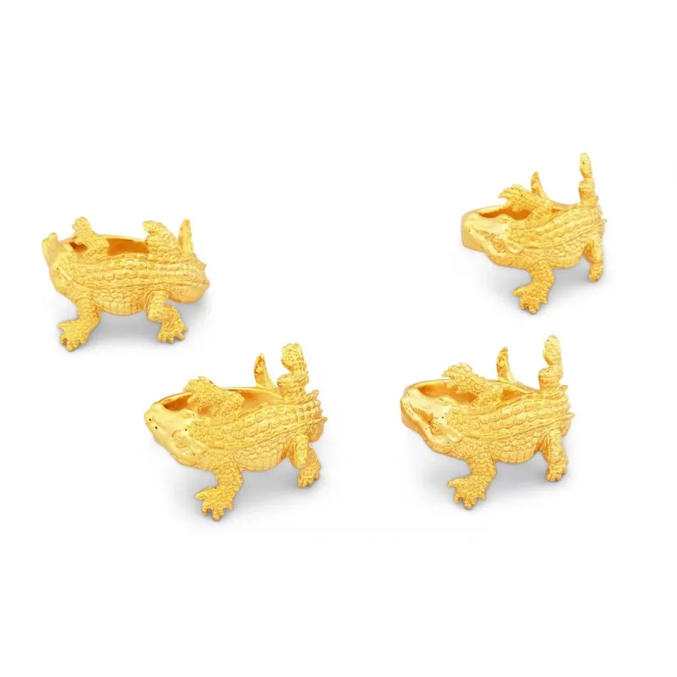 Alligator Gold Napkin Rings