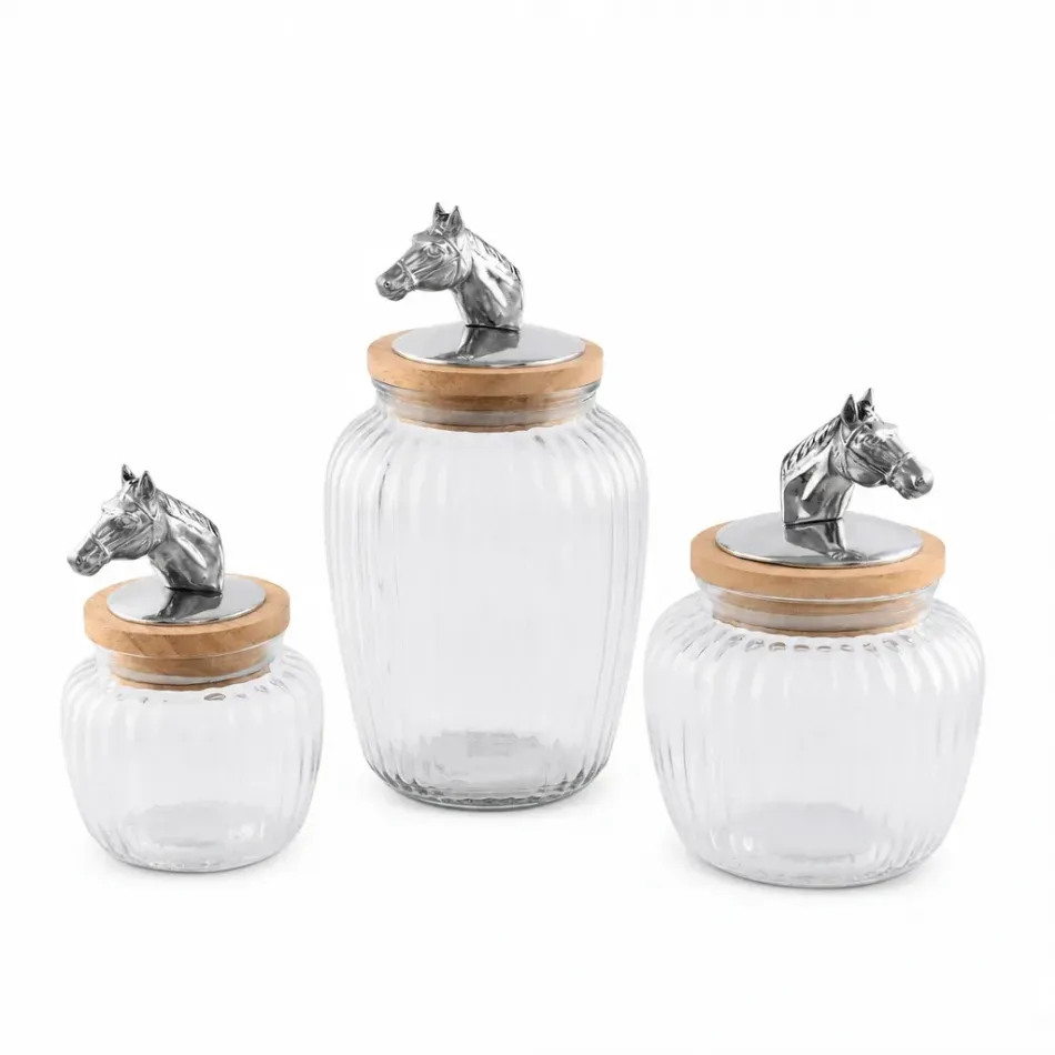 Horse Head Glass Canister