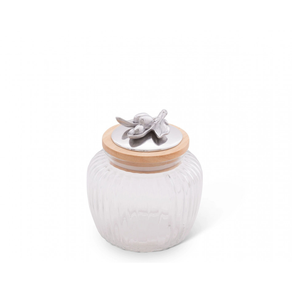Olive Glass Canister Medium