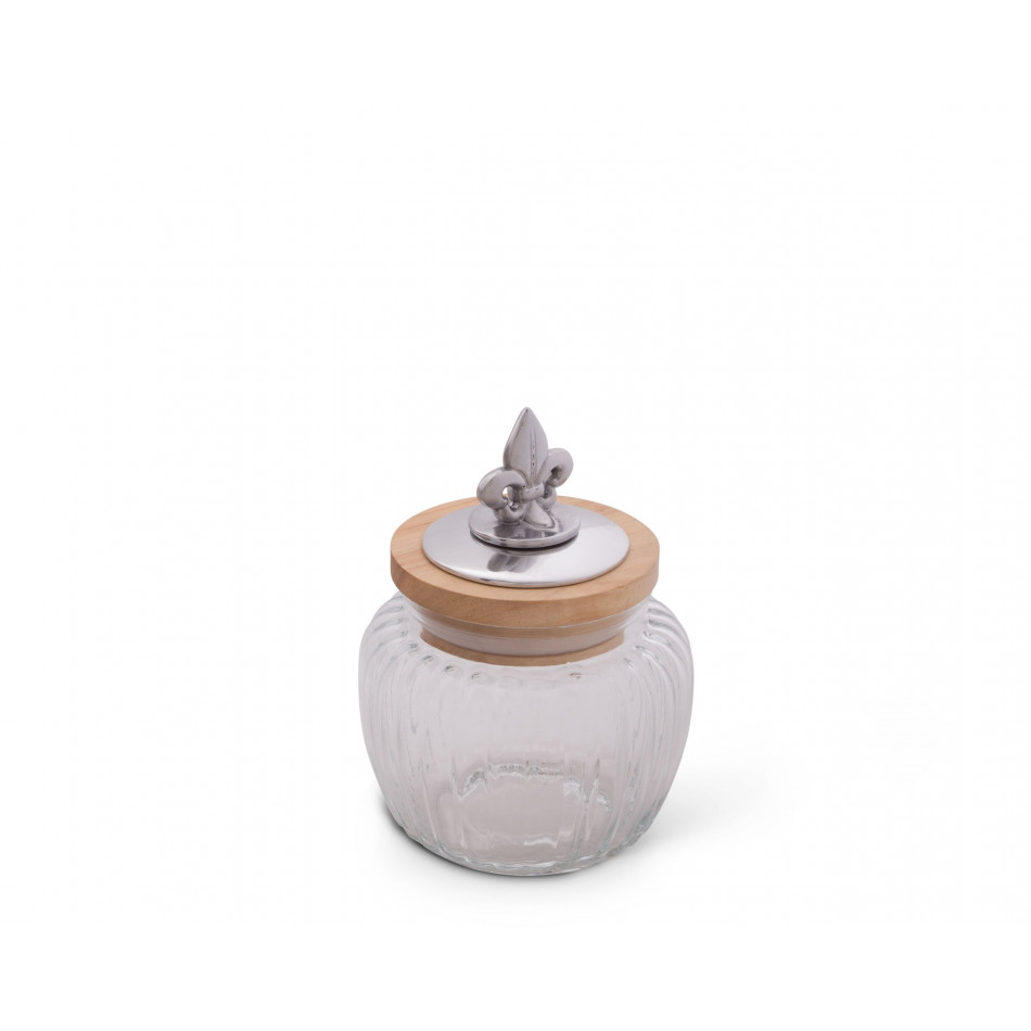 Fleur De Lis Glass Canister Small