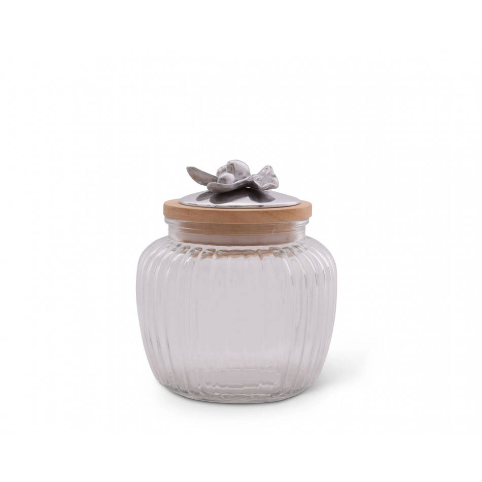 Olive Glass Canister Small