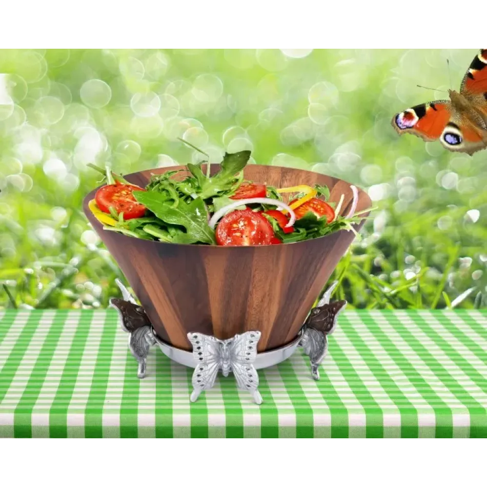 Butterfly Wood Tall Salad Bowl