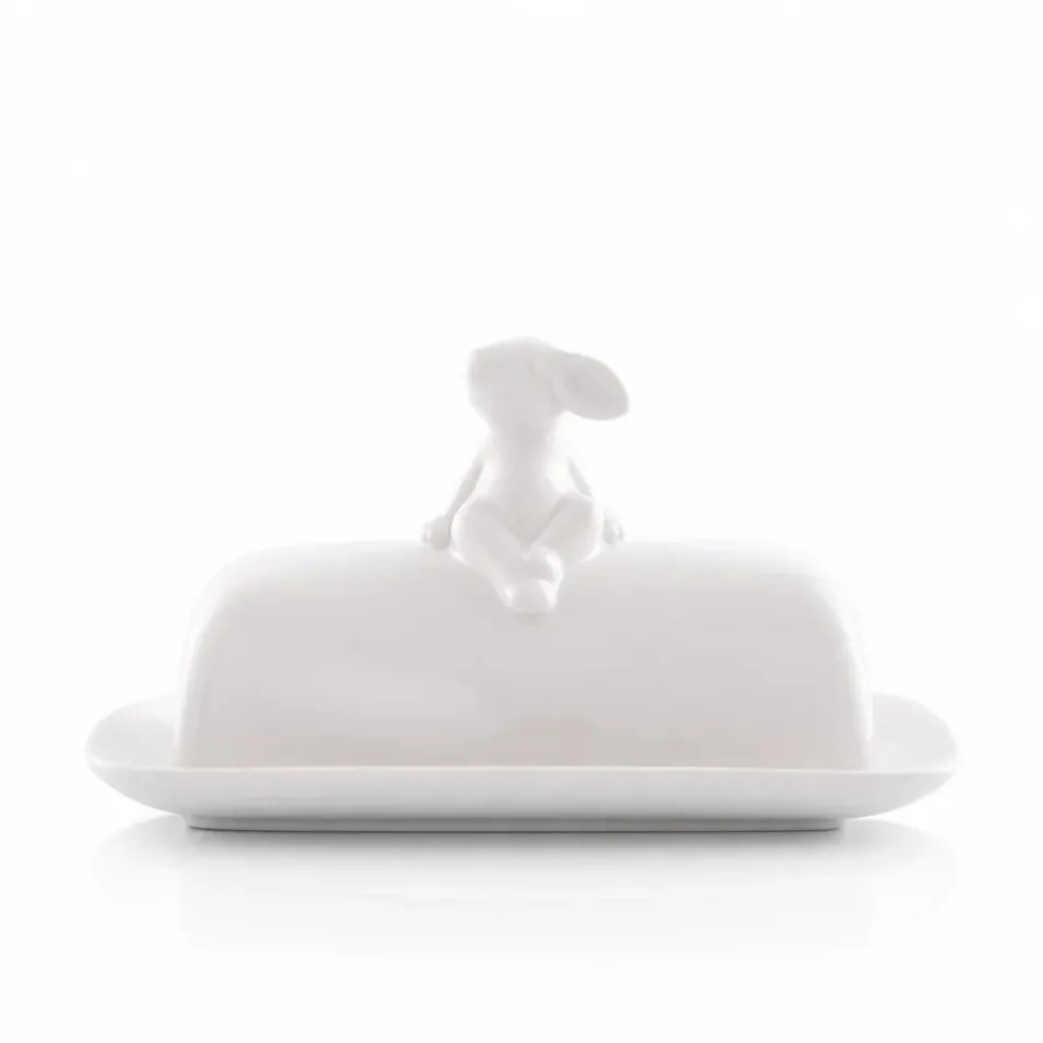 Stoneware Sitting Bunny Butter Dish