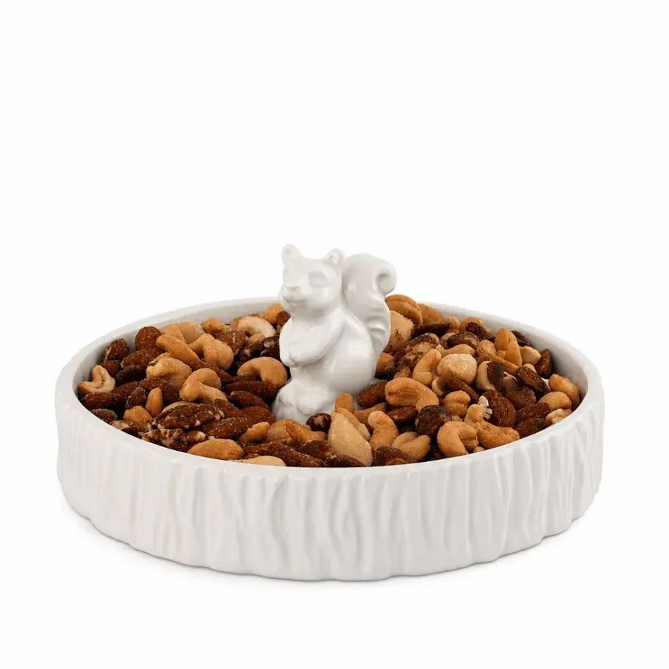 Stoneware Standing Squirrel Nut Bowl