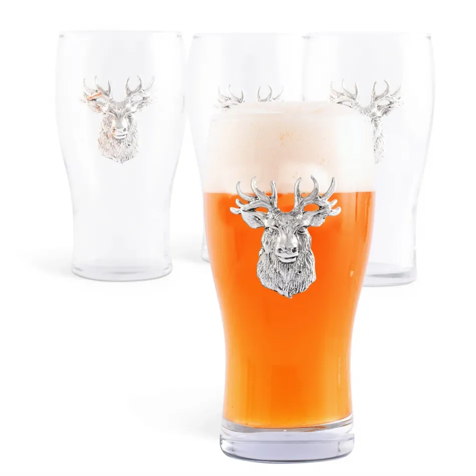 Elk Head Pint Glasses Set of 4