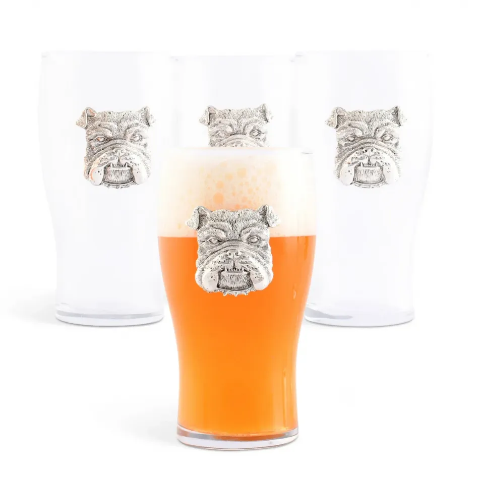 Bulldog Pint Glasses Set of 4