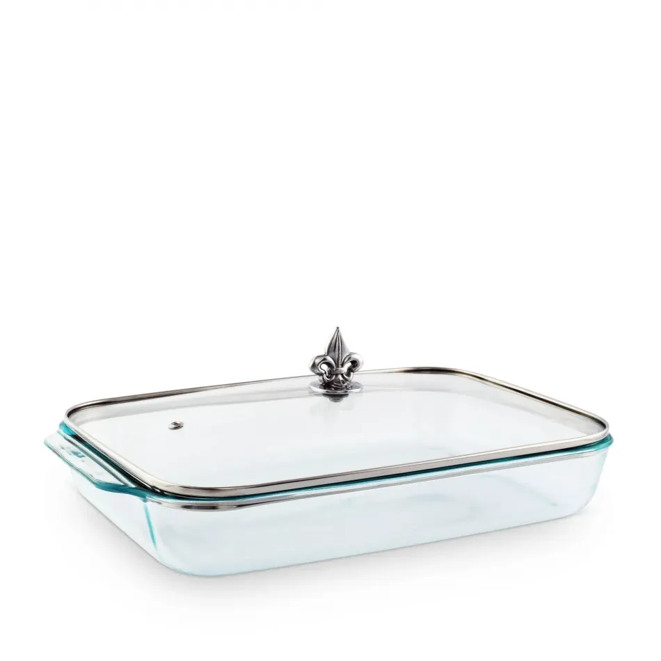 Fleur-de-Lis Casserole Dish with Lid