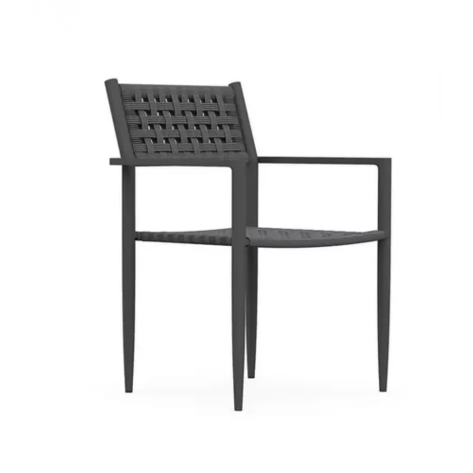 Naples Outdoor Dining Chair Charcoal All-Weather Rope Set Of 2 Aluminum & Lava Gray