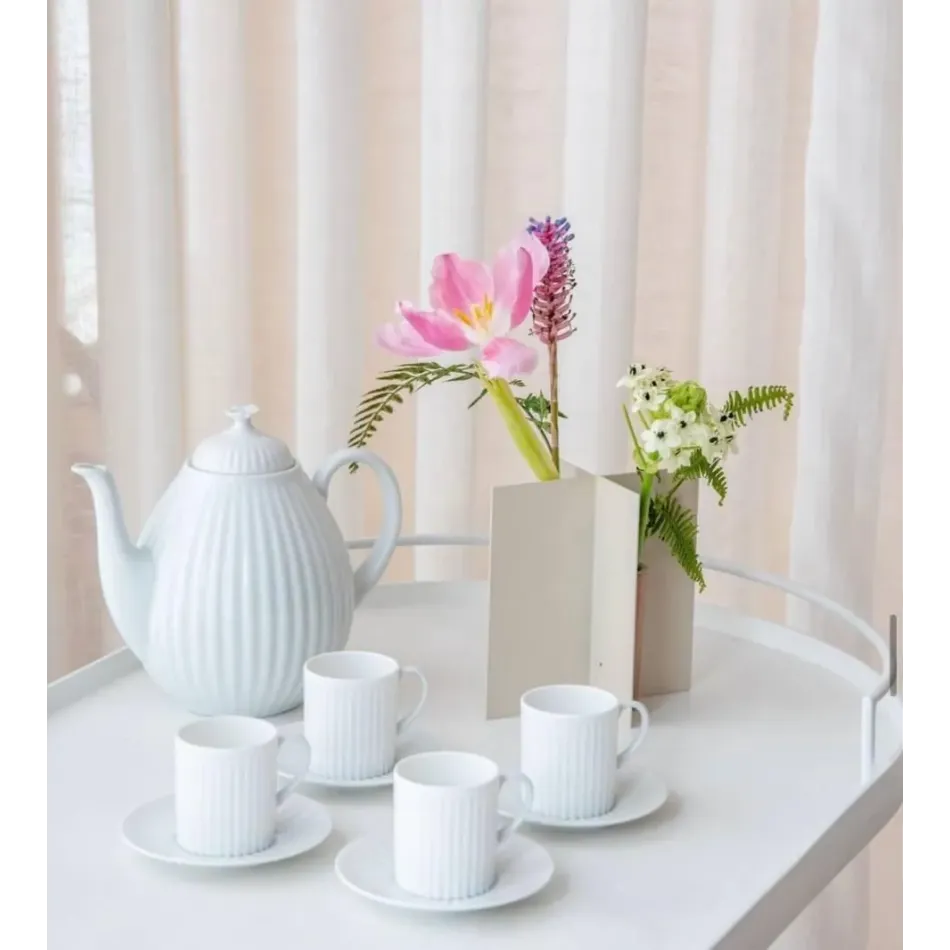 Plisse White Coffeepot Large