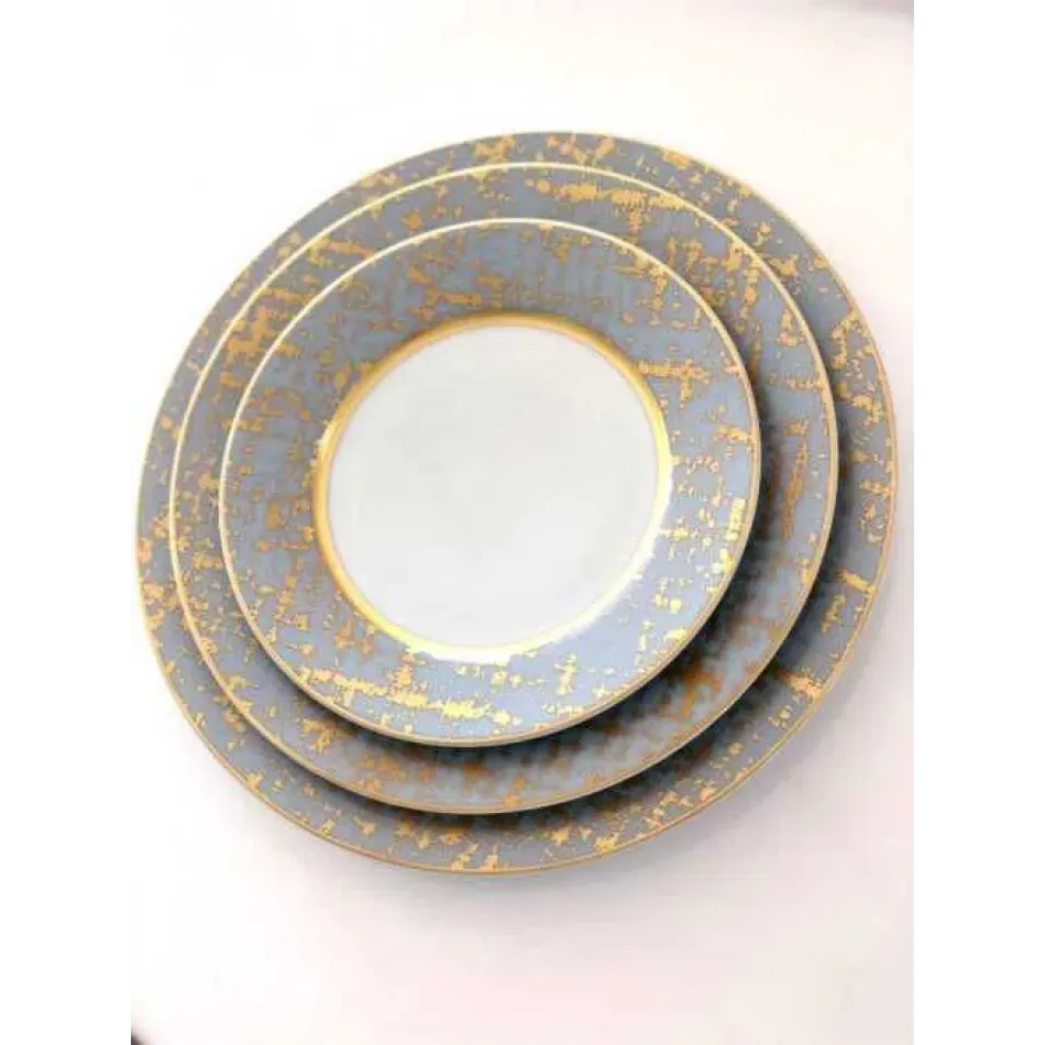 Tweed Grey & Gold Round Deep Platter