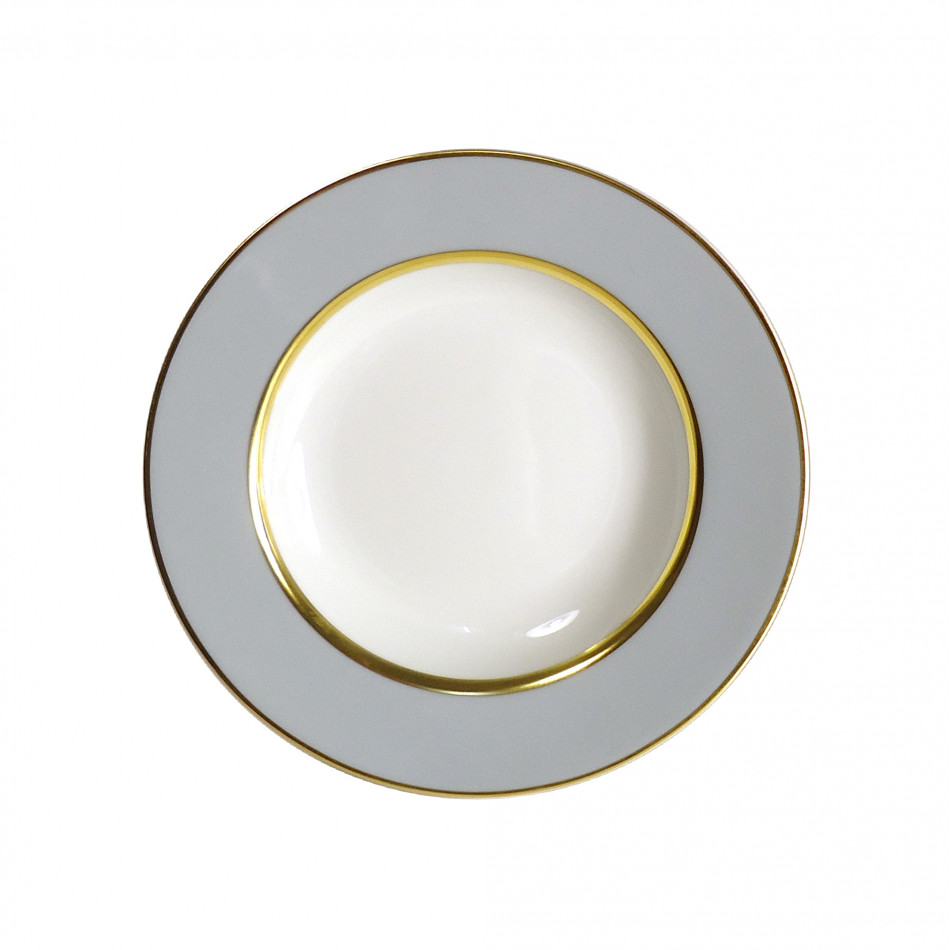 Mak Grey Gold Rim Soup Plate