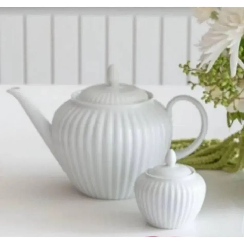 Plisse White Sugar Bowl