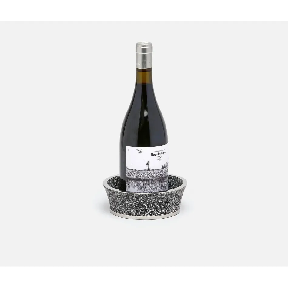 Angelica Cool Gray/Silver Round Wine Coaster