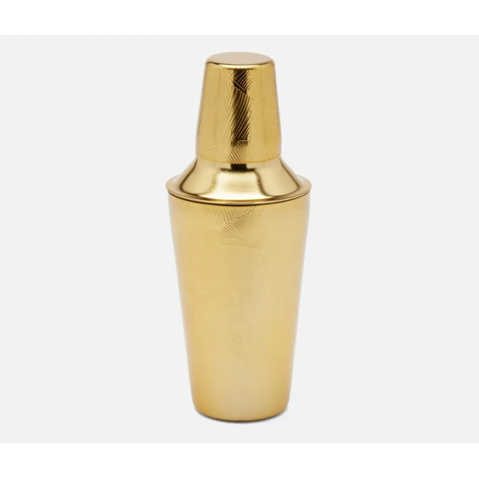 Athena Matte Gold, Tropical Leaf, Cocktail Shaker, Stainless Steel